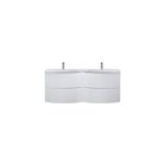 Meuble sous - vasque blanc vague 138 cm + plan double vasque en résine Meuble sous - vasque blanc vague 138 cm + plan double vasque en résine