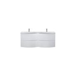 Meuble sous - vasque blanc vague 138 cm + plan double vasque en verre