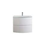 Meuble sous - vasque blanc vague 70 cm + plan vasque en verre