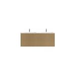 Meuble sous vasque suspendu l. 120 cm, effet ch�ne miel, pour double vasque, pura