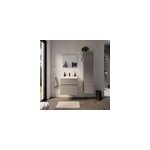 Meuble vasque faible profondeur suspendu effet ch�ne clair l. 60 cm + plan vasque blanc en r�sine, calao ...