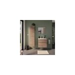 Meuble sous vasque faible profondeur l. 60 cm, effet ch�ne artisan, 2 tiroirs, calao