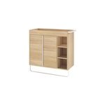 Meuble sous vasque faible profondeur  poser avec porte - serviettes effet bois l. 85 x h. 82 x p. 36 ...