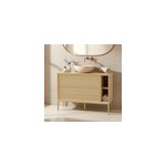 Meuble sous vasque goodhome avela placage ch�ne 100 cm + plan de toilette avela 120 cm + niche 20 cm ...
