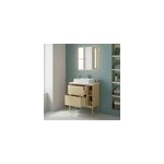Meuble sous vasque goodhome avela placage ch�ne 60 cm + plan de toilette avela 80 cm + niche 20 cm + ...