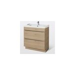 Meuble vasque à poser effet chêne l. 80 cm imandra + plan vasque blanc céramique lana, goodhome Meuble vasque à poser effet chêne l. 80 cm imandra + plan vasque blanc céramique lana, goodhome