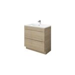 Meuble vasque à poser effet chêne l. 80 cm imandra + plan vasque blanc céramique nira, goodhome Meuble vasque à poser effet chêne l. 80 cm imandra + plan vasque blanc céramique nira, goodhome