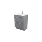 Meuble vasque � poser gris l. 60 cm imandra + plan vasque blanc c�ramique lana, goodhome