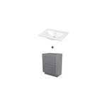 Meuble vasque � poser gris l. 60 cm imandra + plan vasque blanc c�ramique nira, goodhome