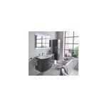 Meuble sous vasque gris anthracite vague 104 cm + complment droit + plan vasque en verre