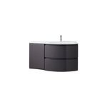 Meuble sous vasque gris anthracite vague 104 cm + complment gauche + plan vasque en verre