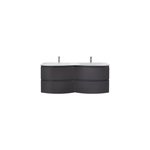 Meuble sous - vasque gris anthracite vague 138 cm + plan double vasque en résine Meuble sous - vasque gris anthracite vague 138 cm + plan double vasque en résine
