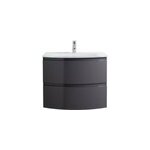 Meuble sous - vasque gris anthracite vague 70 cm + plan vasque en rsine