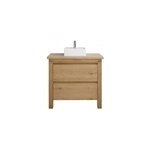 Meuble sous vasque  poser chne massif et plaqu chne l. 90 cm + plan de toilette en chne, cooke & ...