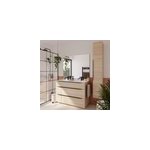 Meuble vasque à poser l. 120 cm effet bois + plan double vasque blanc en résine, pamili Meuble vasque à poser l. 120 cm effet bois + plan double vasque blanc en résine, pamili