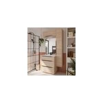Meuble vasque  poser l. 80 cm effet bois + plan vasque blanc en rsine, pamili