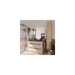 Meuble vasque  poser effet bois l. 120 cm + plan double noir vasque en rsine, pamili