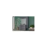 Meuble vasque à poser gris anthracite brillant l. 120 cm + plan double vasque blanc en résine, pamili ... Meuble vasque à poser gris anthracite brillant l. 120 cm + plan double vasque blanc en résine, pamili ...