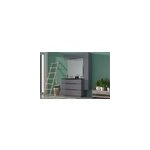 Meuble vasque à poser gris anthracite brillant l. 120 cm + plan double vasque noir en résine, pamili Meuble vasque à poser gris anthracite brillant l. 120 cm + plan double vasque noir en résine, pamili