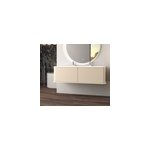 Meuble sous - vasque � suspendre l. 141 cm avec plan vasque r�sine, beige coton, idra