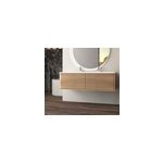Meuble sous - vasque � suspendre l. 141 cm avec plan vasque r�sine, effet ch�ne tabac, idra