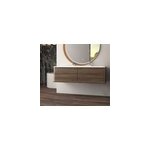 Meuble sous - vasque � suspendre l. 141 cm avec plan vasque r�sine, effet noyer, idra