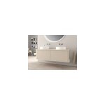 Meuble sous - vasque � suspendre l. 141 cm avec plan de toilette et 2 vasques � poser, beige coton, idra ...