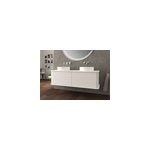 Meuble sous - vasque � suspendre l. 141 cm avec plan de toilette et 2 vasques � poser, blanc mat, idra ...