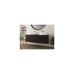 Meuble sous - vasque � suspendre l. 141 cm avec plan de toilette et 2 vasques � poser, noir mat, idra ...