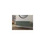 Meuble sous vasque suspendu avec plan de toilette l. 141 cm, vert mat, idra