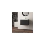 Meuble sous - vasque � suspendre l. 61 cm avec plan vasque r�sine, noir mat, idra