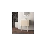 Meuble sous - vasque � suspendre l. 61 cm avec plan vasque r�sine et pieds h. 43 cm, beige coton, idra ...