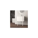 Meuble sous - vasque � suspendre l. 61 cm avec plan vasque r�sine et pieds h. 43 cm, blanc mat, idra