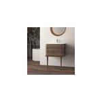 Meuble sous - vasque � suspendre l. 61 cm avec plan vasque r�sine et pieds h. 43 cm, effet noyer, idra ...