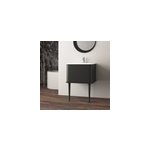 Meuble sous - vasque � suspendre l. 61 cm avec plan vasque r�sine et pieds h. 43 cm, noir mat, idra