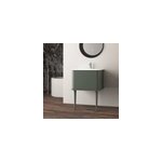 Meuble sous - vasque � suspendre l. 61 cm avec plan vasque r�sine et pieds h. 43 cm, vert mat, idra