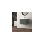 Meuble sous - vasque � suspendre l. 61 cm avec plan vasque r�sine, vert mat, idra