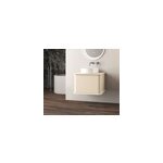 Meuble sous - vasque � suspendre l. 61 cm avec plan de toilette et vasque � poser, beige coton, idra