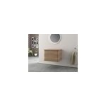 Meuble sous vasque suspendu avec plan de toilette l. 61 cm, effet ch�ne tabac, idra
