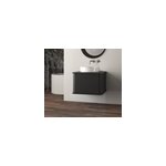 Meuble sous - vasque � suspendre l. 61 cm avec plan de toilette et vasque � poser, noir mat, idra