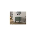 Meuble sous vasque suspendu avec plan de toilette et pieds l. 61 x h. 29 cm, vert mat, idra