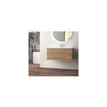 Meuble sous - vasque � suspendre l. 95 cm avec plan vasque r�sine, effet ch�ne tabac, idra