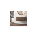 Meuble sous - vasque � suspendre l. 95 cm avec plan vasque r�sine, effet noyer, idra
