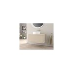 Meuble sous - vasque � suspendre l. 95 cm avec plan de toilette et vasque � poser, beige coton, idra