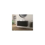 Meuble sous - vasque � suspendre l. 95 cm avec plan de toilette et vasque � poser, noir mat, idra