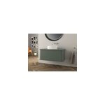 Meuble sous - vasque � suspendre l. 95 cm avec plan de toilette et vasque � poser, vert mat, idra