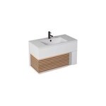 Meuble sous vasque à suspendre archi blanc mat 90 cm + plan vasque en céramyl ; decotec Meuble sous vasque à suspendre archi blanc mat 90 cm + plan vasque en céramyl ; decotec