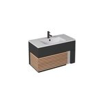 Meuble sous vasque à suspendre archi noir mat 90 cm + plan vasque en céramyl ; decotec Meuble sous vasque à suspendre archi noir mat 90 cm + plan vasque en céramyl ; decotec