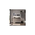 Meuble vasque suspendu effet chne clair l. 120 cm + plan vasque noir en rsine, calao