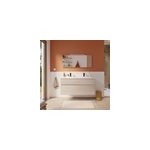 Meuble vasque suspendu effet chne l. 120 cm + plan vasque blanc en cramique, calao